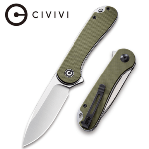 Civivi Knives Elementum Knife, 2.96" Folding Plain Satin D2 Steel Blade 4.03" Green Textured G10 Handle - C907E