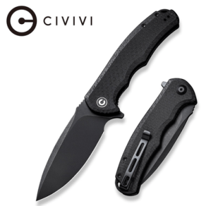 Civivi Knives Praxis Knife, 3.75" Folding Plain Black Stonewashed 9Cr18MoV SS Blade Black Textured Micarta Handle - C803G