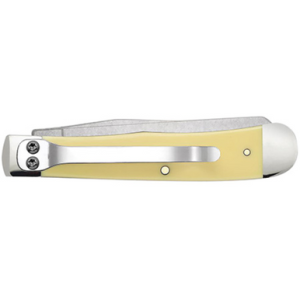 Case Yellow Synthetic Trapper Folding Knife with Clip Point/Spey Mirror Polished Carbon Steel Blade - 30114