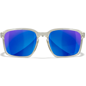Wiley X Alfa Sunglasses, Blue Mirror Lens Polycarbonate Gloss Clear Crystal Frame Frame Medium/Large - AC6ALF09