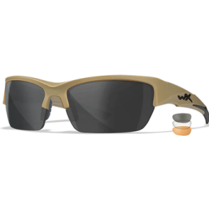Wiley X Valor Sunglasses, Polycarbonate Matte Tan Frame Medium Smoke Gray/Clear/Light Rust Lens Scratch-Resistant 100% UV Rating - CHVAL06T