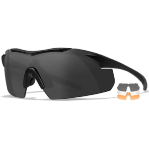Wiley X Vapor Sunglasses, Polycarbonate Matte Black Frame Smoke Gray / Clear / Light Rust Anti-Fog 100% UV Rating - 3502