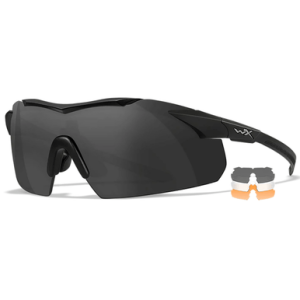Wiley X Vapor Sunglasses, Polycarbonate Matte Black Frame Comm Temples Smoke Gray/Clear/Light Rust Lens Anti-Fog 100% UV Rating - 3552