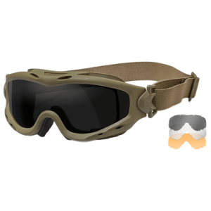 Wiley X Spear Goggles, Smoke Gray/Clear/Light Rust Lens Tan Frame Scratch-Resistant 100% UV Rating - SP293T