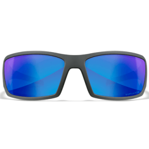 Wiley X Twisted Sunglasses, Blue Mirror Lens Polycarbonate Matte Gray Frame M/L 100% UV Rating - SSTWI09