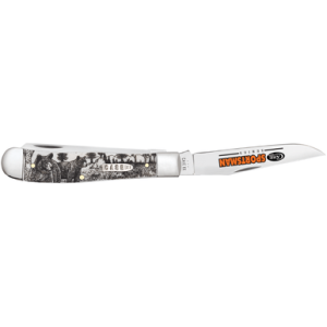 Case Sportsman Trapper Knife, 3.24" Clip/3.27"Spey Folding Plain Mirror Polished Tru-Sharp SS Blade Bear Wildlife Engraving Natural Bone Handle - 81223
