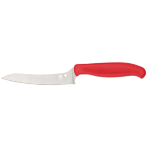 Spyderco Z-Cut Pointed Knife, 4.40" Fixed Plain Stonewashed CTS BD1N SS Blade Red Textured Polypropylene Handle - K14PRD