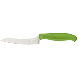 Spyderco Z-Cut Pointed Knife, 4.40" Fixed Plain Stonewashed CTS BD1N SS Blade Green Textured Polypropylene Handle - K14PGN