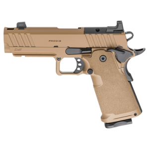 Springfield Armory 1911 DS Prodigy Comp Pistol, 4.25" Black DLC Match Grade Bull Barrel Coyote Brown Cerakote Integrated Compensator/Optic Ready/Serrated Carbon Steel Slide & Frame w/Beavertail 10+1 9mm - PH9117AOSCBLCCOMP