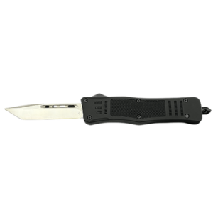 Steel River Knives Spartan Medium OTF Knife, 3.25'' Tanto Stainless Steel Blade Black Aluminum Zinc Alloy Handle - MT618BULT