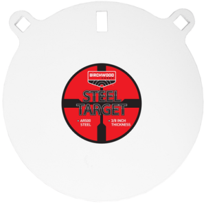 Birchwood Casey Round Steel Target Plate, 10" Black/Red/White Steel 0.38" Thick Hanging Pistol/Rifle - BC-RND10-38