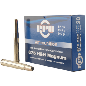 PPU Standard Rifle 375 H&H Mag 300 gr Soft Point Round Nose - PP375S