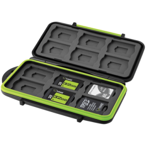 HME Memory Card Case, Black / Green Holds 12 SD Cards & 12 Micro SD Cards - SDCH