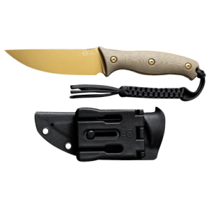 Civivi Knives Stormridge Knife, 3.92" Fixed Straight Back Plain Desert Tan Stonewashed Nitro-V Steel Blade Tan Textured G10 Handle - C23041-2
