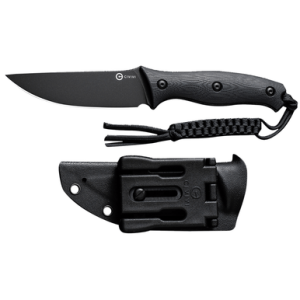 Civivi Knives Stormridge Knife, 3.92" Fixed Straight Back Plain Black Stonewashed Nitro-V Steel Blade Black Textured G10 Handle - C23041-1