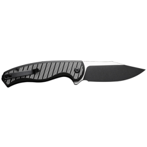 Civivi Knives Stormhowl Knife, 3.30" Folding Clip Point Plain Black Stonewashed Nitro-V Steel Blade Milled Black Aluminum Handle - C23040B-1