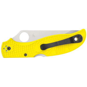 Spyderco C258PYL Stretch 2 XL Lightweight 3.95" Folding Plain Stonewashed H2 Steel Blade, Yellow Bi-Directional Texturing FRN Handle