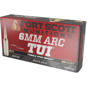 Fort Scott Munitions Tumble Upon Impact (TUI) 6ARC 90gr Solid Copper Spun 20 Per Box 6ARC-090-SCV2