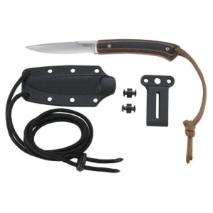 CRKT 2382 Biwa 3.02" Fixed Plain Satin 8Cr13MoV SS Blade/Black/Brown G10 Handle Includes Lanyard/Sheath