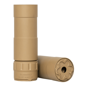 Rugged Suppressor P51FDE22 Mustang 22 22 LR 1.06" D 1/2"-28 tpi 113dB At Ear Flat Dark Earth High Temp Cerakote 7075-T6 Aluminum Baffles/Tube Titanium Mount