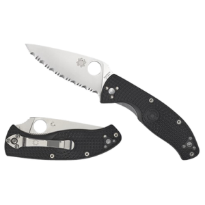 Spyderco C122PBK Tenacious Lightweight 3.39" Folding Plain Satin 8Cr13MoV SS Blade/Black Bi-Directional Texturing FRN Handle Includes Pocket Clip
