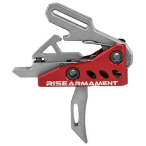 Rise Armament RA535APT RA-535 High Performance Single-Stage Straight Trigger with 3.50 lbs Draw Weight & Silver/Red Hardcoat Anodized Finish for AR-Platform