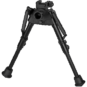 Harris Bipods S-BRP Swivel BR Picatinny, 6-9", Black Steel/Aluminum, Rubber Feet