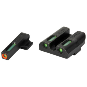 TruGlo TG13KS1PC TFX Pro Black | Green Tritium & Fiber Optic Orange Outline Front Sight Green Tritium & Fiber Optic Rear Sight