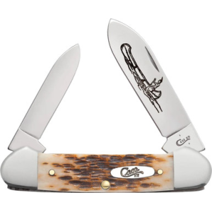 CASE CANOE 2BL 35/8" AMBER BONE