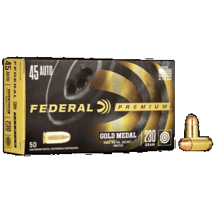 Federal Premium Gold Medal 45 ACP Full Metal Jacket 230 Grain 50 Rounds