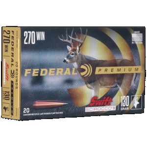 Federal Premium Rifle Ammo 270 Win. 130 gr. Swift Scirocco 20 rd.