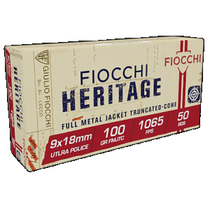 Fiocchi Heritage 9x18mm Ultra Metal Jacket Truncated Cone 100 Grain 50 Rounds