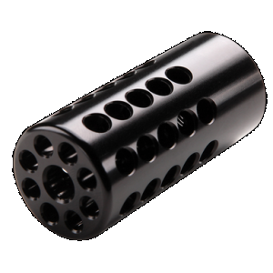 Tactical Solutions 1022CMPBLK X-Ring Compensator Black Gloss Aluminum with 1/2"-28 tpi Threads, .920" Diameter & 360 Degree Ports for 22 LR Ruger 10/22