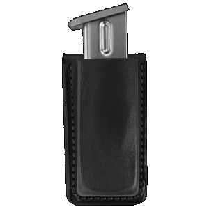Bianchi 18056 Open Top Mag Pouch Single Black Leather Belt Clip, Belts 1.75" Wide Compatible w/Glock 17/19/22/23/30/S&W 9/40F/M&P 9/40