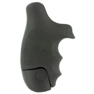 Hogue 60020 OverMolded Tamer Cobblestone Black Rubber with Finger Grooves for S&W J Frame Centennial with Round Butt, Bodyguard