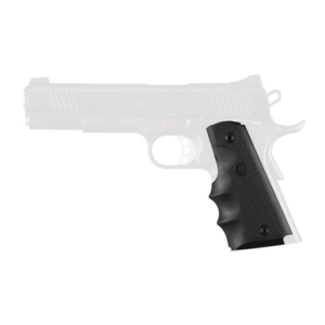 Hogue 45000 OverMolded Grip Cobblestone Black Rubber with Finger Grooves for 1911 Government