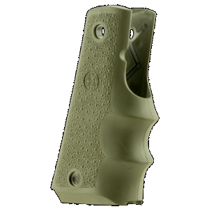 Hogue OverMolded Cobblestone Grip OD Green Finger Grooves 1911