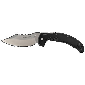 Cold Steel CSFL60DPLM Mayhem 6" Folding Clip Point Modified Cleaver Plain Satin AUS-10A SS Blade/7.20" Black Contoured G10 Handle Includes Pocket Clip