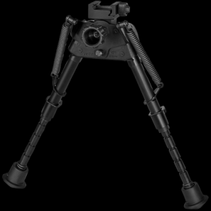 Harris Bipods S-BRMP Swivel BR Picatinny, 6-9", Black Steel/Aluminum, Notched Legs, Rubber Feet
