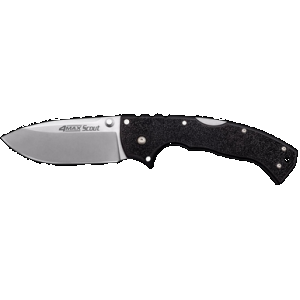 Cold Steel CS62RQZ 4-Max Scout 4" Folding Drop Point Plain Stonewashed/6" Black Griv-Ex Handle Includes Belt Clip