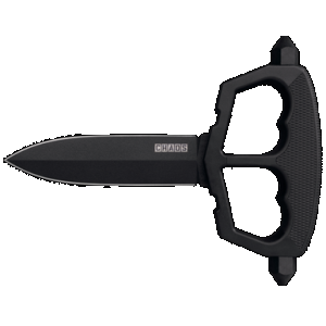 Cold Steel CS80NT3 Chaos Push Knife 5" Fixed Plain Black Matte Powder Coat SK-5 Steel Blade/ Black w/D-Guard Handle Griv-Ex w/Overmold Kray-Ex Handle Includes Belt Loop/Sheath