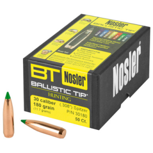 Nosler Ballistic Tip Hunting Bullets .30 cal .308" 180 gr SBT-BTIP 50/ct