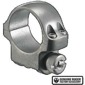 Ruger 90293 Scope Ring Silver 1 Inch Low Target Grey Stainless Finish