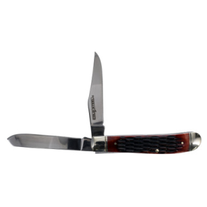 Cold Steel CSFLMTRPRJ Trapper Mini 2.60"/2.70" Folding Clip/Spey Plain 3Cr13MoV SS Blade/Brown Jigged w/Polished Bolsters Bone Handle