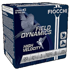 Fiocchi High Velocity Hunting Loads 20 ga. 2.75 in. 1 oz. 6 Shot 25 rd.