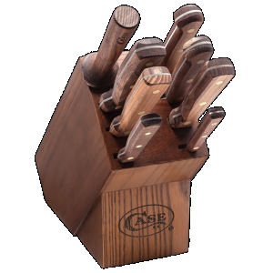 Case 10249 Household Cutlery Set Plain/Serrated Satin Tru-Sharp SS Blade Walnut Handle 9 Piece