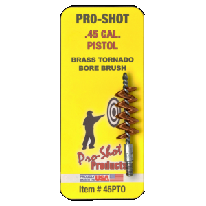 Pro-Shot 45PTO Tornado Bore Brush .45 Cal Pistol #8-32 Thread Brass Spiral Wound Loop