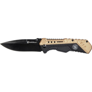 S&W KNIFE BLACK/FDE SPRING AST