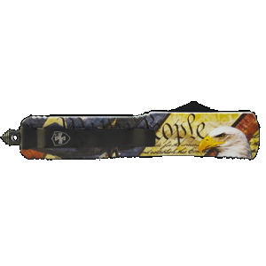 Templar Knife MZEG321 Premium Weighted Slim 3.16" OTF Drop Point Plain Black Oxide Stonewashed Powdered D2 Steel Blade/4.93" Eagle w/"We The People" Aluminum Zinc Alloy Handle