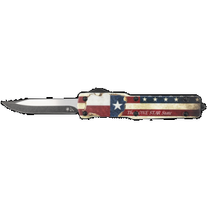 Templar Knife MZTX321 Premium Weighted Slim 3.16" OTF Drop Point Plain Black Oxide Stonewashed Powdered D2 Steel Blade/4.93" Red/White/Blue w/"The LONE STAR State" Aluminum Zinc Alloy Handle